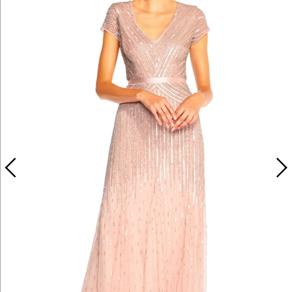 Adrianna Papell Size:2  long beaded dress / Blush